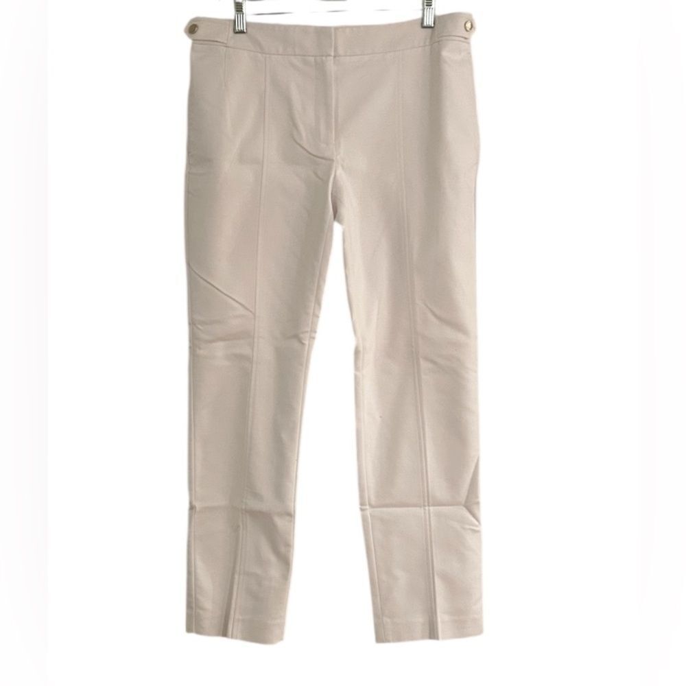 Calvin Klein White Slim Lined Pants Gold Hardware Size 10